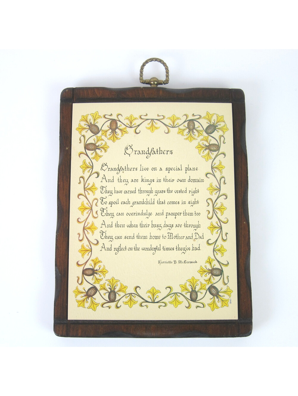 Vintage Wall Art Carved Wood Plaque Poem Grandfather Gift 10x7 Country Farmhouse